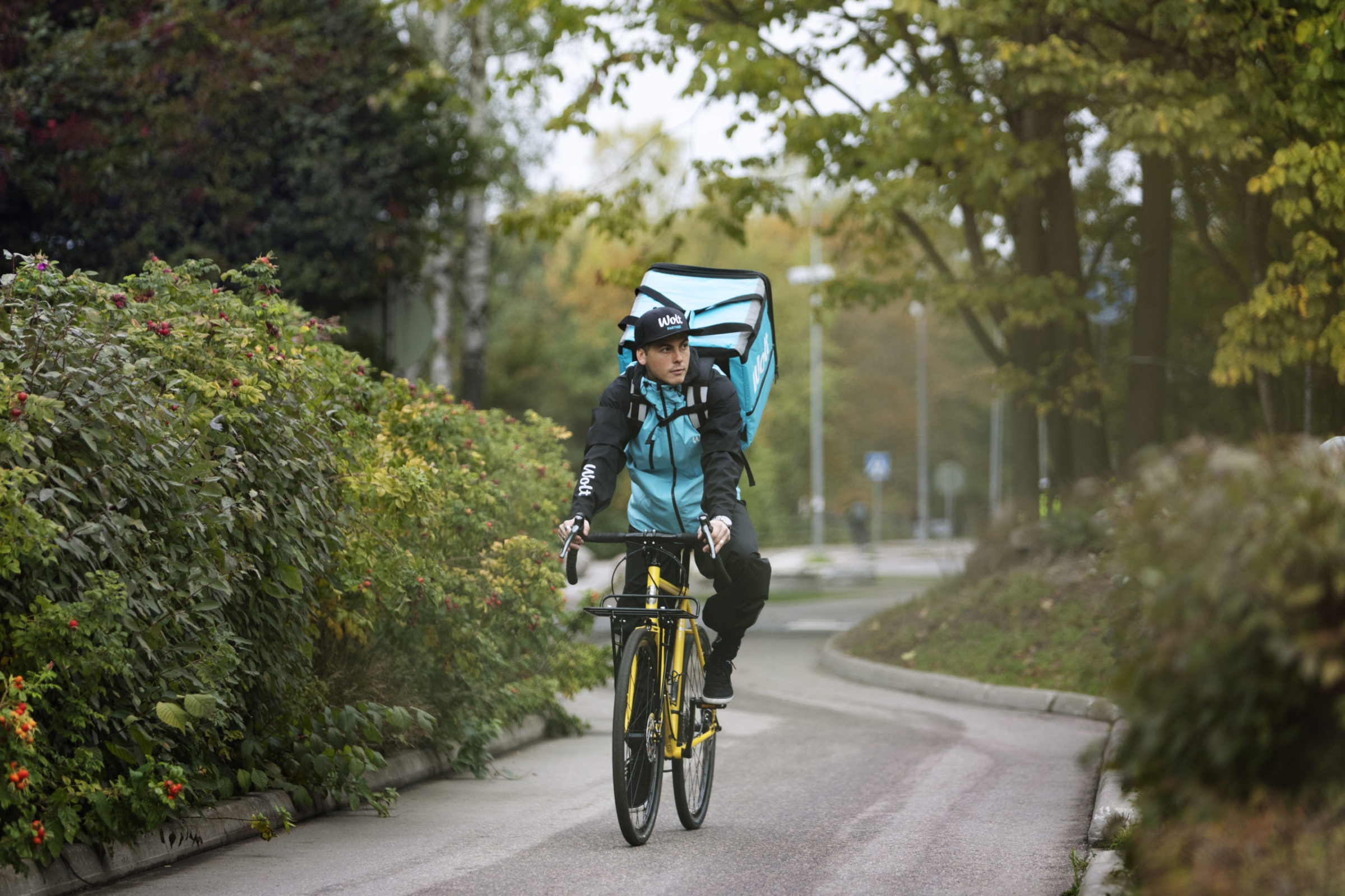 Wolt mapa dostaw: kurier na rowerze