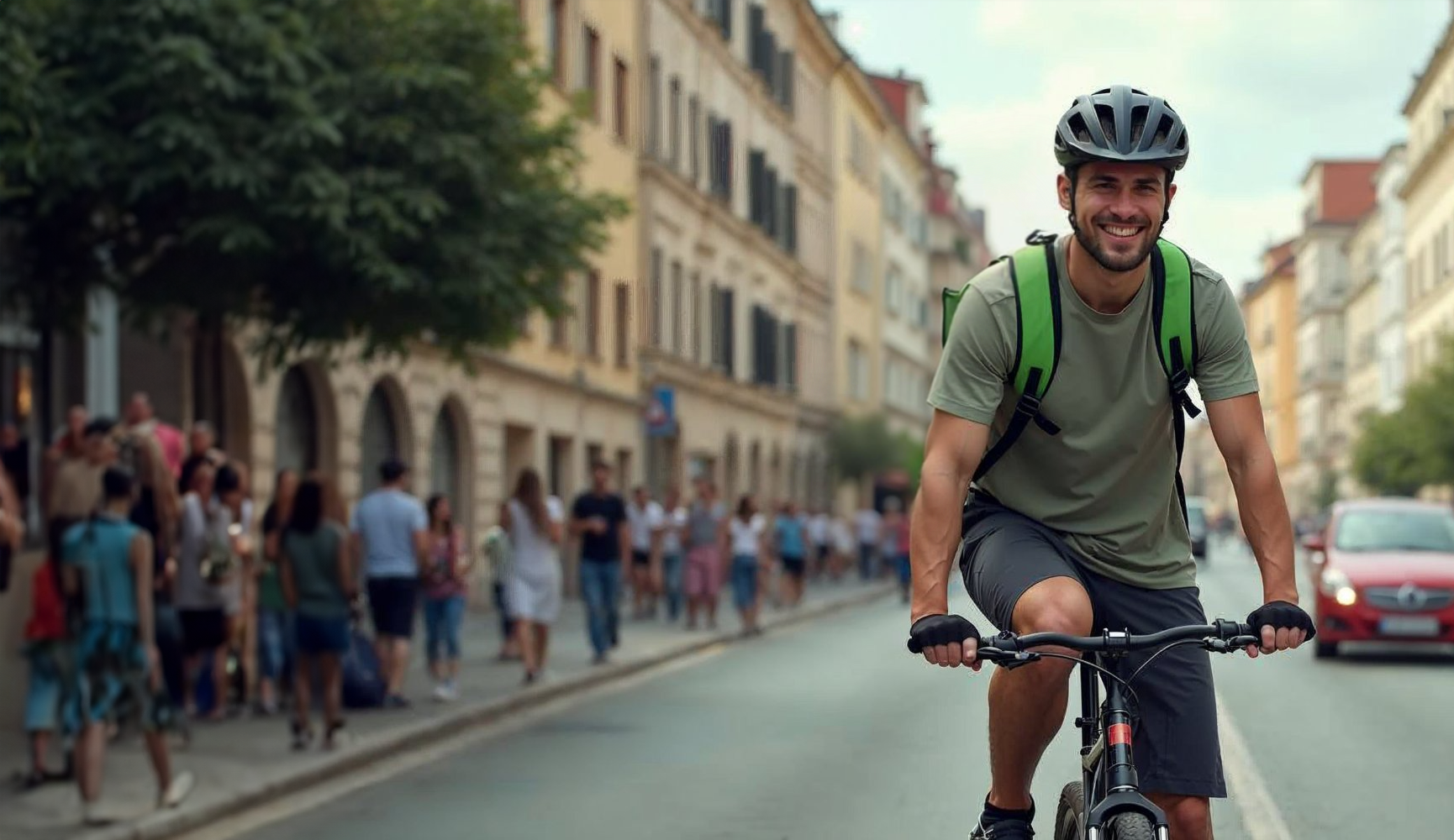 Uber Eats Świnoujście: kurier w trakcie dostawy