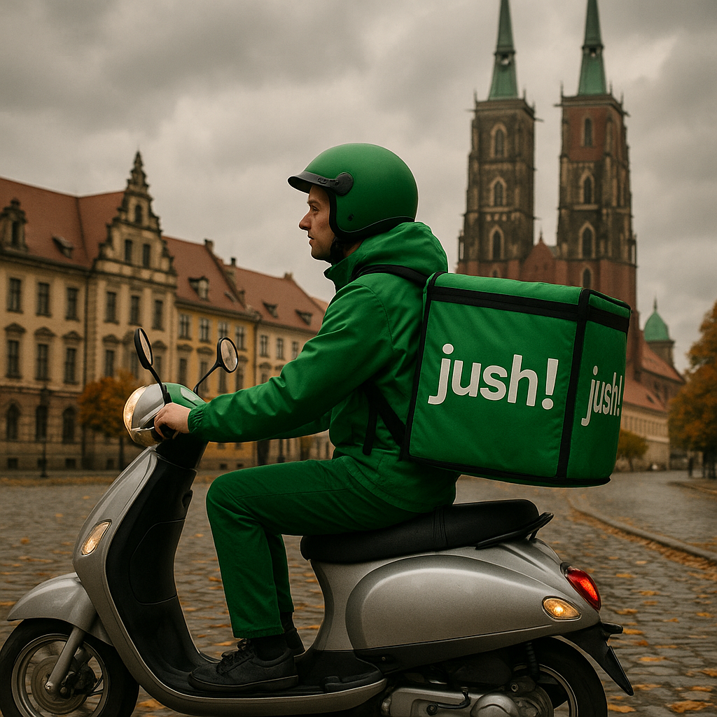 Kurier Żabka Jush: dostawa na skuterze