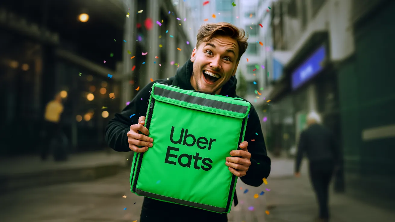 Uber Eats dostawca: radosny kurier