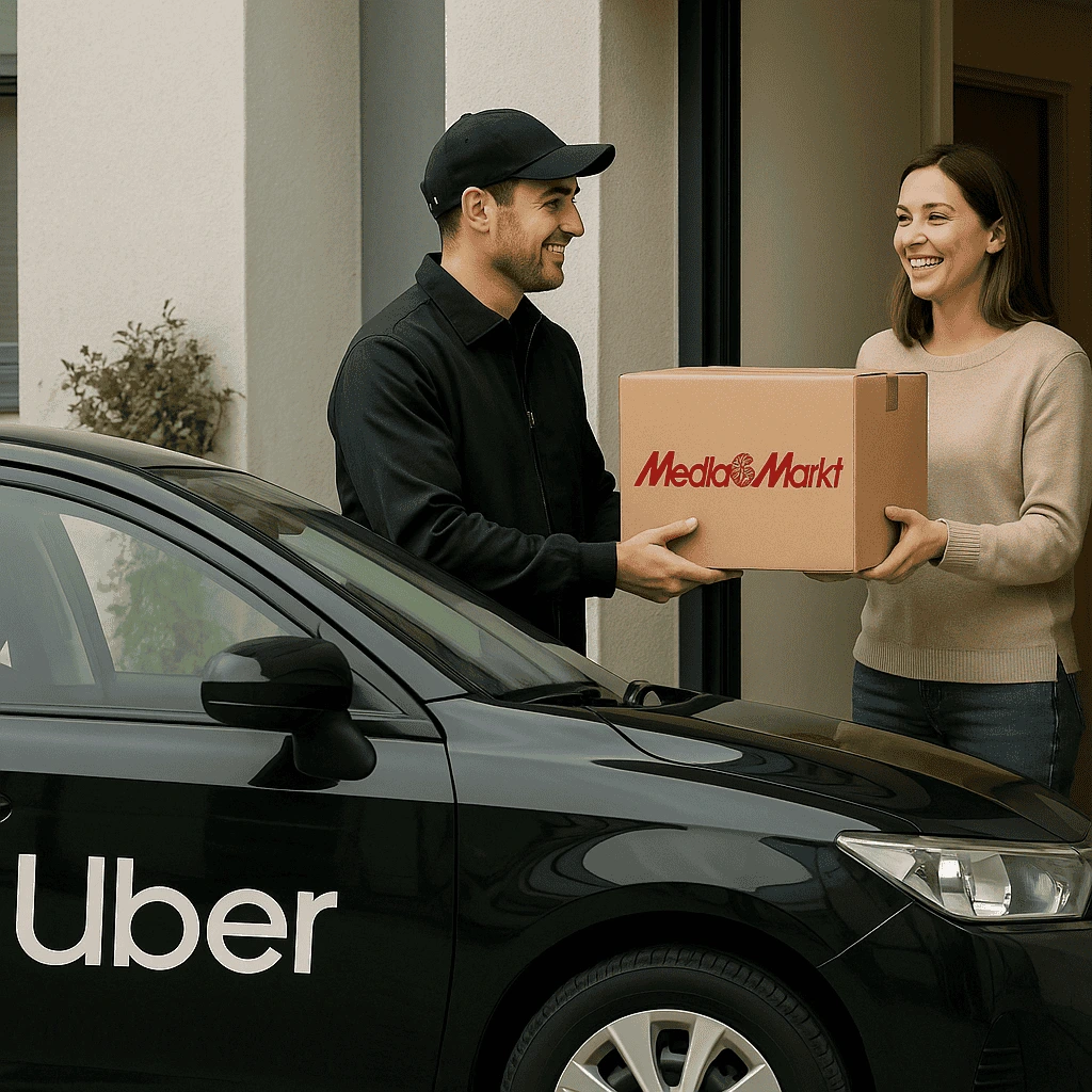Uber Direct: kurier podczas dostawy