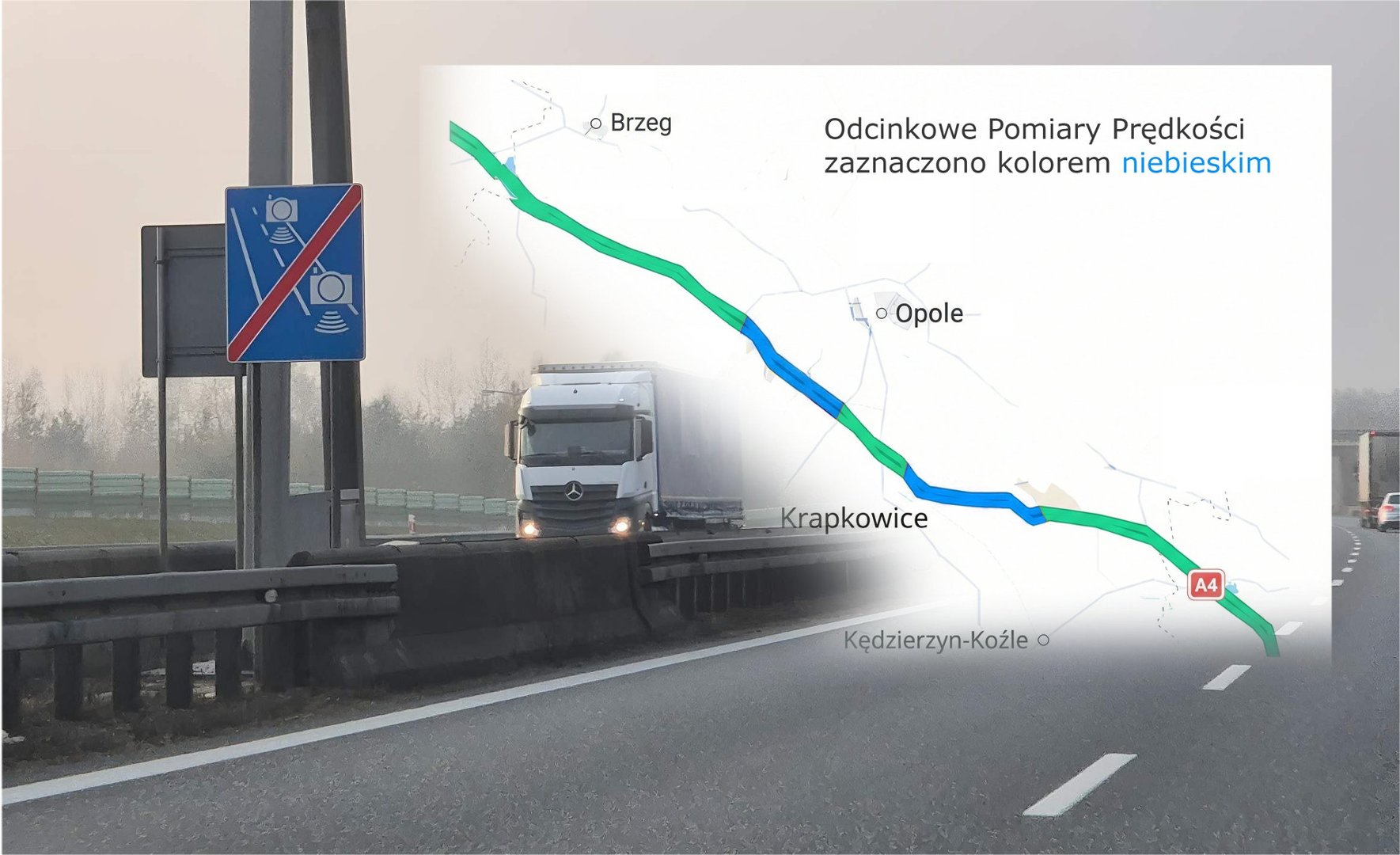Odcinkowy pomiar prędkości: mapa a4