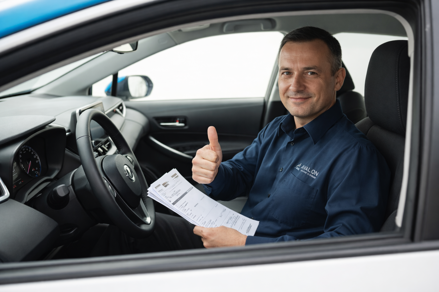 Formalności dla kierowców: kierowca wewnątrz taxi