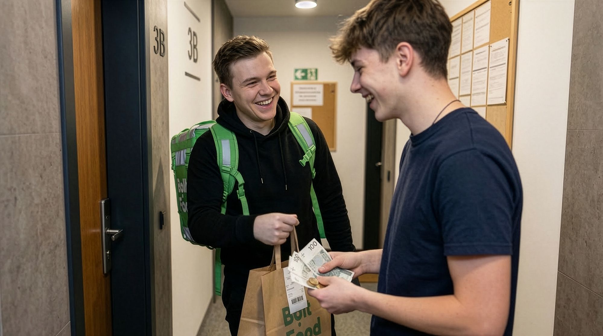 Cash Payments in Bolt Food: courier during delivery